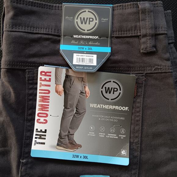 WP Weatherproof The Commuter Stretch Flex Waistband Straight Fit Pant Grey 32x30 - Picture 1 of 6